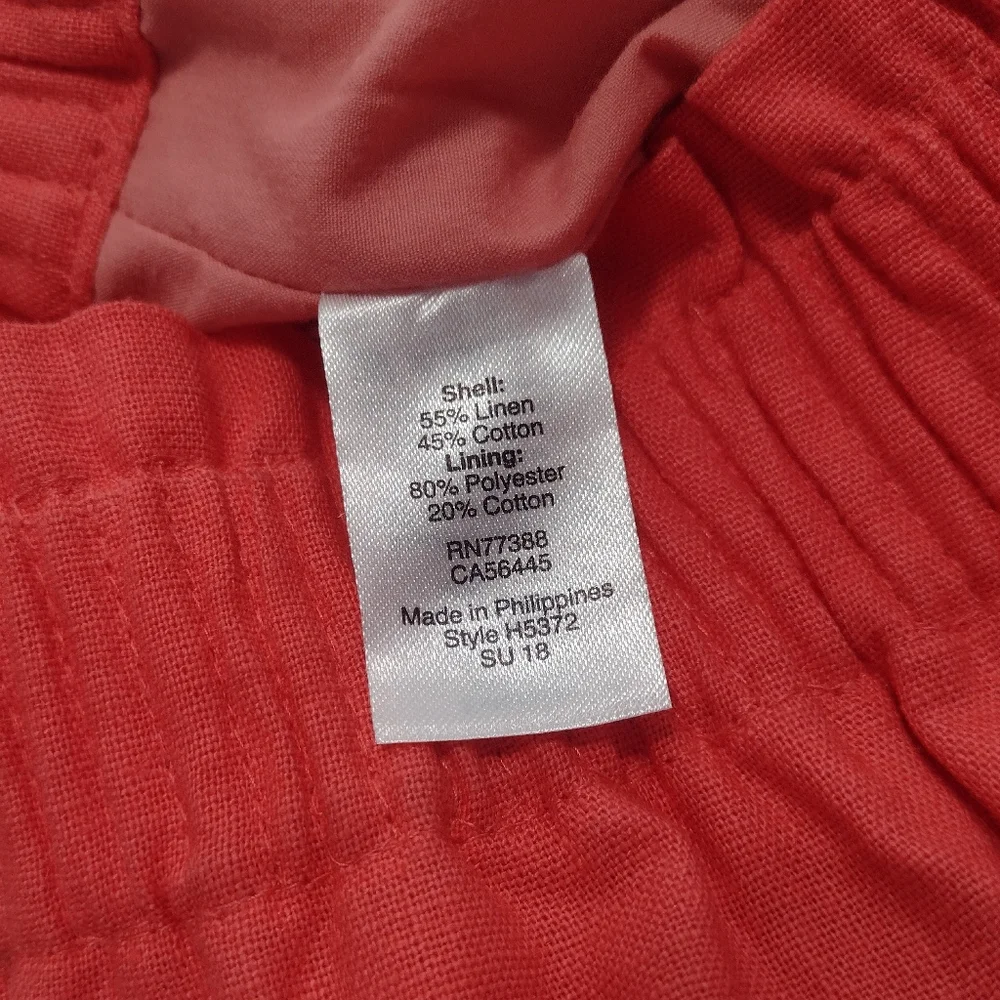 J. Crew Factory Linen Blend Smock Waist Pocket Sidewalk Mini Skirt Coral Size S
